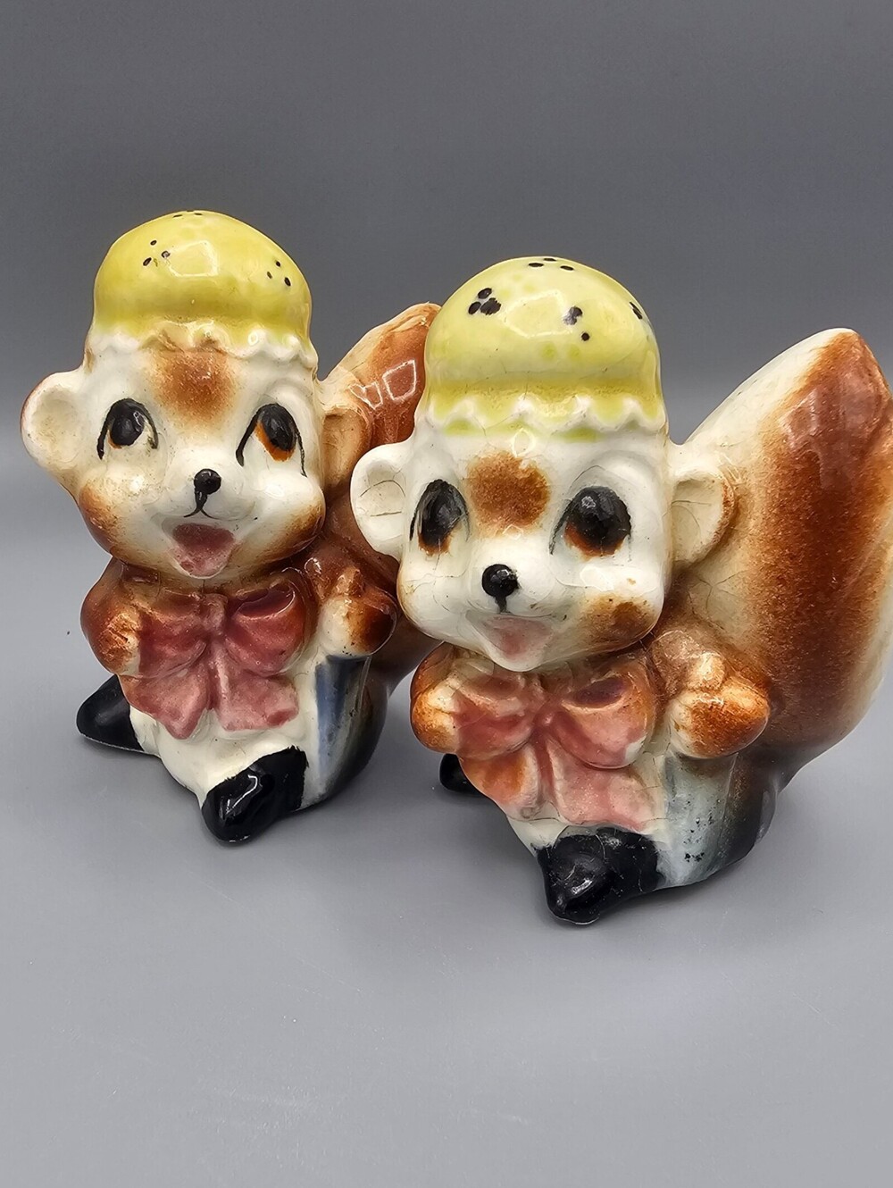 Vintage Ceramic Squirrel Salt and Pepper Shakers Set